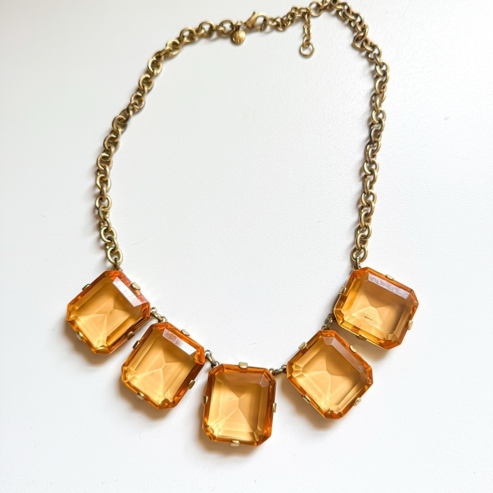 J. Crew Gold Necklace with Rectangular Crystals